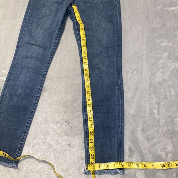 Pilcro and the Letterpress Jeans Womens 27 Blue Script Rough Hem Ankle Stretch - Picture 5 of 8